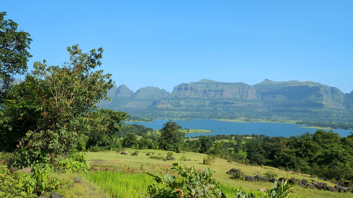 Arthur Lake through the trees, Bhandardara: free 4K wallpaper